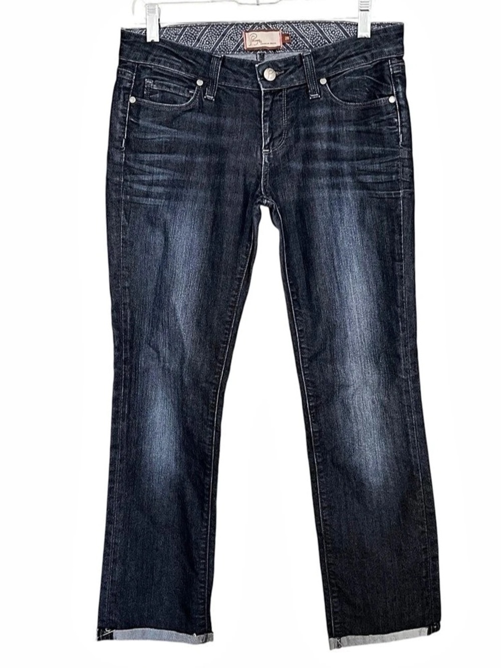 Paige Blue Heights Low Rise Skinny Jeans Cropped Size 28